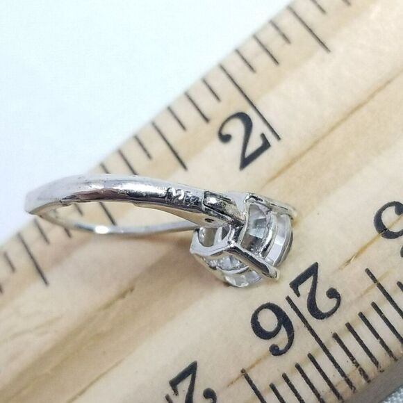 Vintage Sterling Silver and Round Rhinestone Earrings, Small Simple Estate - Picture 4 of 7